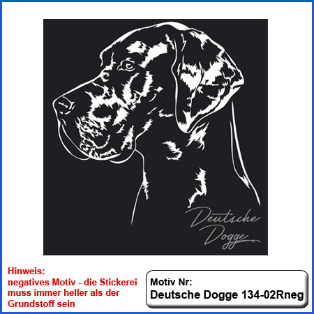 Hunde Motiv Deutsche Dogge Motiv gestickt Stickerei Dogge gestickt
