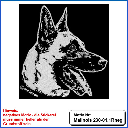 Hunde Motiv MALINOIS Stickerei Malinois Mali Belgian Malinois sticken 