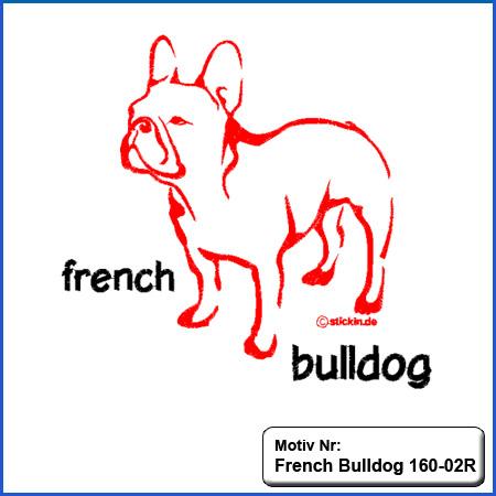 Hunde Motiv Französiche Bulldogge Stickerei french Bulldog sticken 