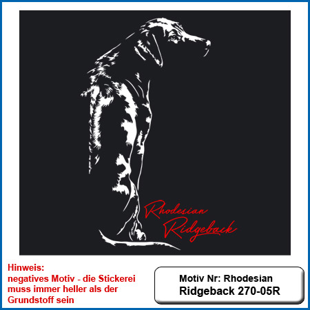 Hunde Motiv Rhodesian Ridgeback sticken gestickt Stickerei Rhodesian Ridgeback sticken Hundesport Bekleidung mit Rhodesian Ridgeback besticken