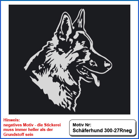 Hunde Motiv Schaeferhund Deutscher Schäferhund Kopf sticken gestickt Stickerei DSH Schäferhund German Shepherd sticken