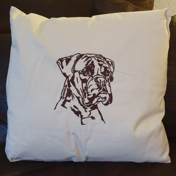 Kissen / Sofakissen mit Stickerei BOXER Kopf 90-40