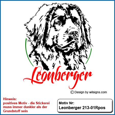 Leonberger,Leonberger sticken,Leonberger Hundemotiv Stickerei
