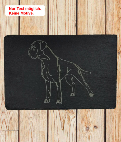 Schiefer Tafel mit Lasergravur Hundemotiv Boxer 90-42