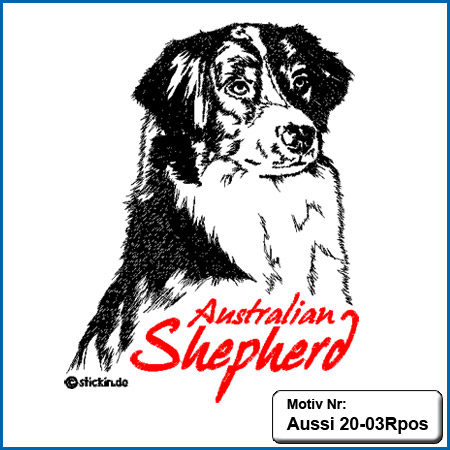 Australian Shepherd Motiv Aussie Motive Australian Shepherd sticken Australian Shepherd Stickmotiv Hunde Motiv Stickin