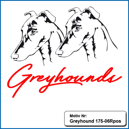 Hunde Motiv Greyhound Stickerei Greyhound mit Schriftzug sticken 