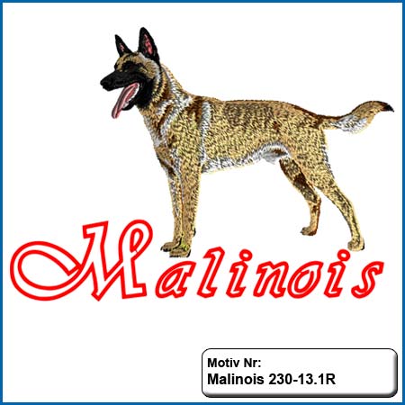 Malinois Hundemotiv sticken lassen,Hunde Motiv Malinois Stickerei