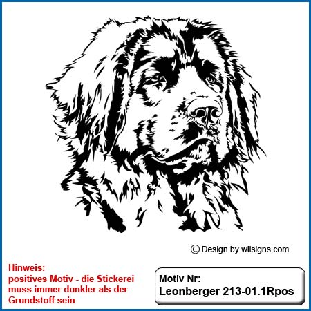 Hundemotiv Leonberger,sticken,Stickerei