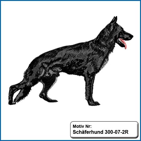 schwarzer deutscher Schäferhund sticken,Stickmotiv schwarzer Schäferhund