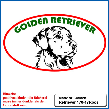 Hunde Motiv Golden Retriever Stickerei Golden Retriever sticken Hundesportbekleidung besticken Hunde Motive Golden Retriever auf Hundesport Bekleidung sticken