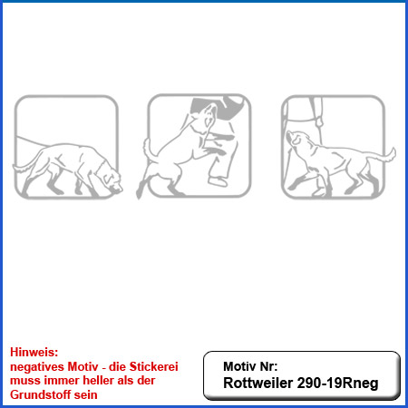 Hunde Motiv Rottweiler IGP Motiv gestickt Stickerei Rottweiler Schutzdiens Fuss laufen suchen farbig sticken