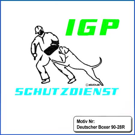 Hunde Motiv Deutscher Boxer IGP Motiv gestickt Stickerei Boxer Schutzdienst IGP gestickt