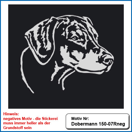 Hunde Motiv Dobermann Motiv gestickt Stickerei Dobermann gestickt Hundesport Bekleidung mit Dobermann besticken