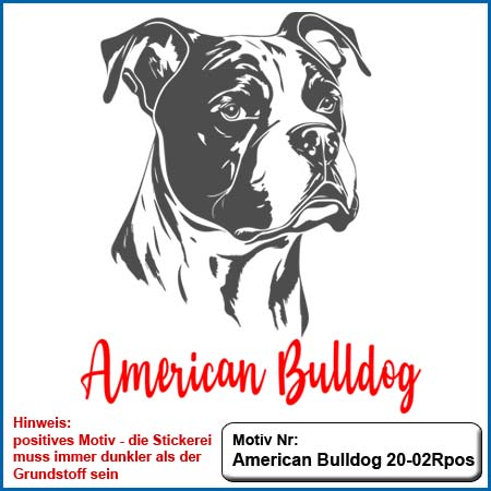 Stickerei American Bulldog Hundemotiv,Hundesportjacke,Hundesportweste besticken