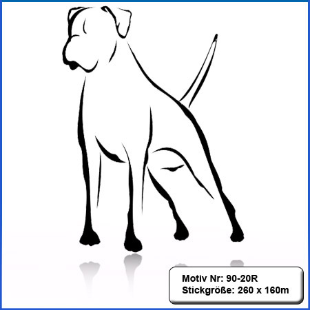 Hunde Motiv Deutscher Boxer stehend gestickt Stickerei Boxer sticken Boxer Hundemotiv