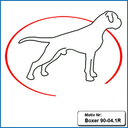 Hunde Motiv Deutscher Boxer stehend mit Elypse gestickt Stickerei Boxer sticken Boxer Hundemotiv