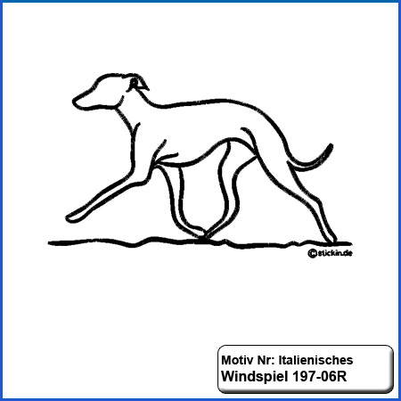 Hunde Motiv Italienisches Windspiel Stickerei Italienisches Windspiel sticken mit Schriftzug