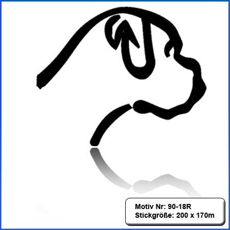 Hunde Motiv Deutscher Boxer Kopf gestromt gestickt Stickerei Boxer Kopf gestickt