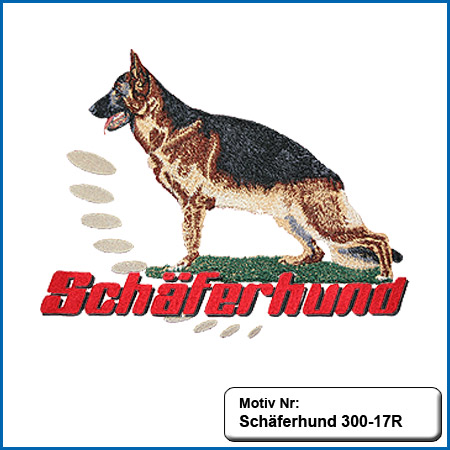Hunde Motiv Schaeferhund Deutscher Schäferhund sticken gestickt Stickerei DSH Schäferhund komplett gestickt German Shepherd sticken