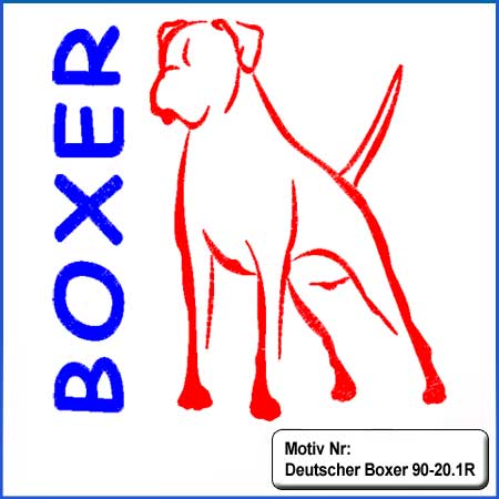 Hunde Motiv Deutscher Boxer stehend gestickt Stickerei Boxer sticken Boxer Hundemotiv