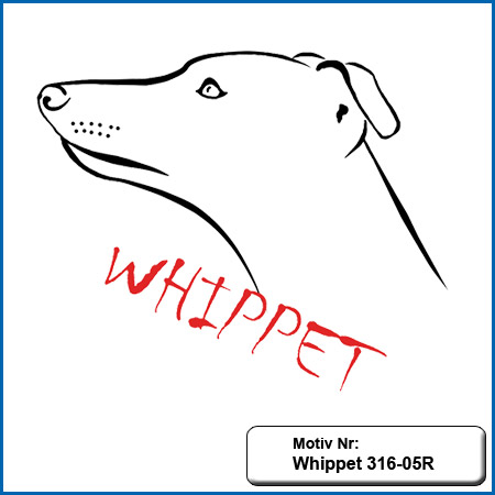 Whippet Hundemotiv Whippet echt gestickt Stickerei Whippet Hunde