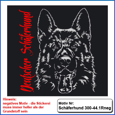 Hunde Motiv Schaeferhund Deutscher Schäferhund Kopf gestickt Stickerei DSH Schäferhund German Shepherd sticken