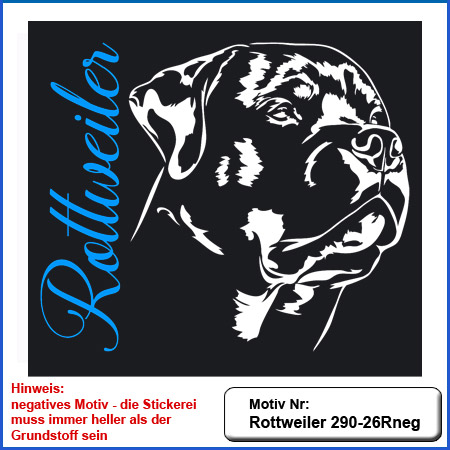 Hunde Motiv Rottweiler Kopfmotiv gestickt Stickerei Rottweiler sticken